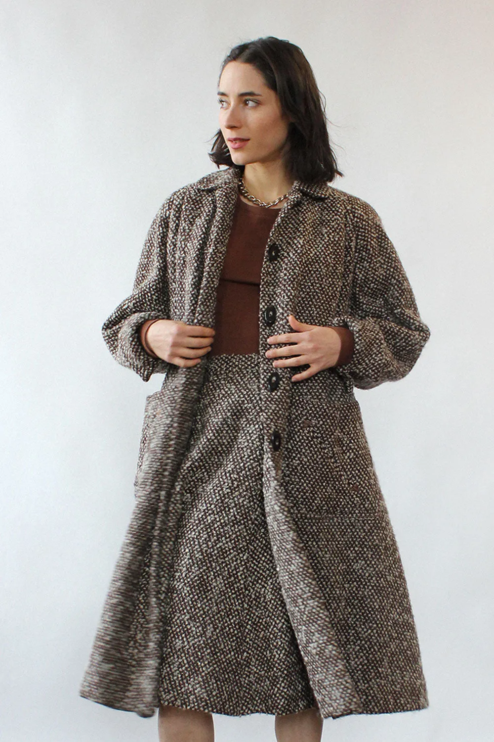 1940s Tweed Swing Coat Ensemble XS