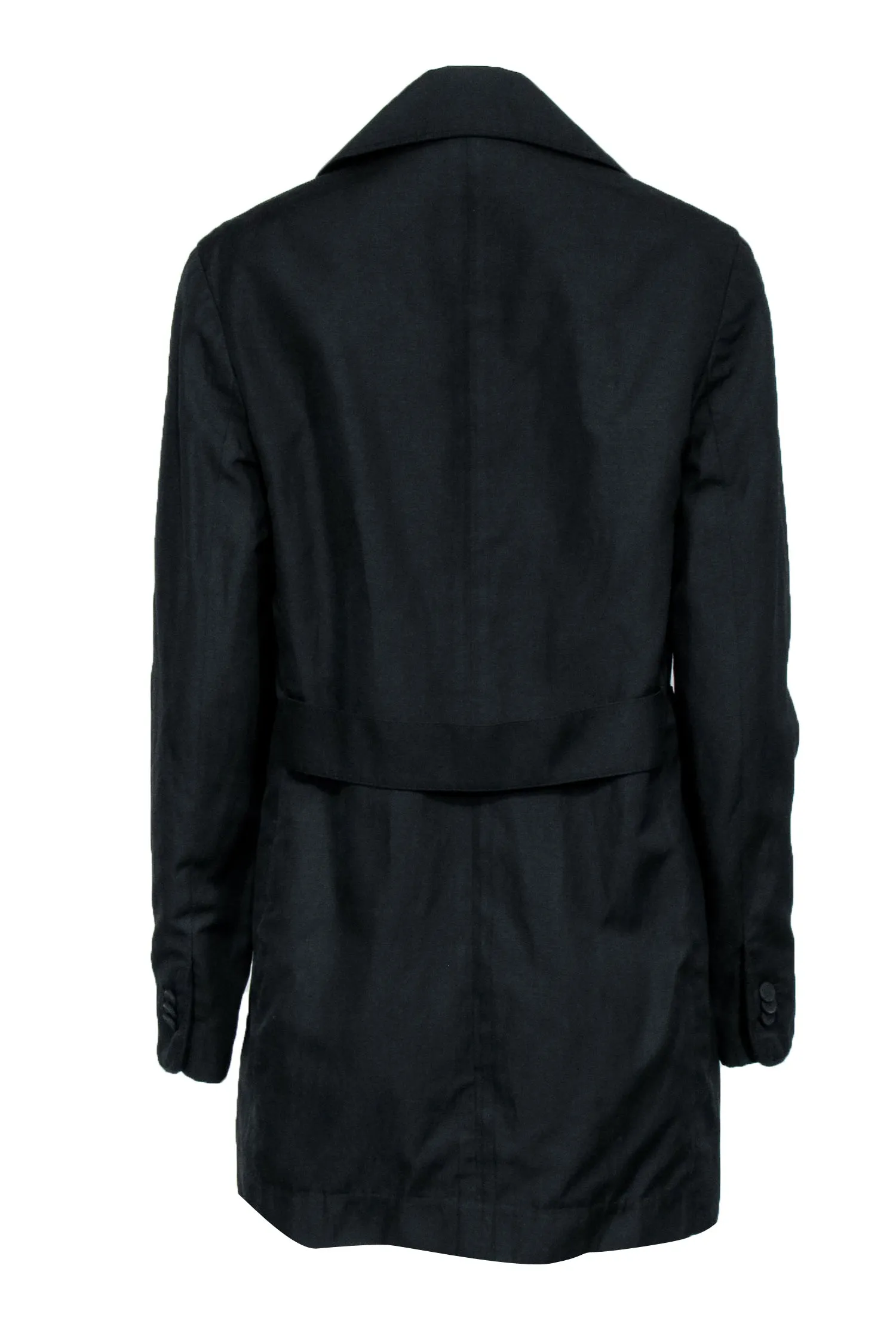 3.1 Phillip Lim - Black Large Button Double Breasted Trench Coat Sz 6