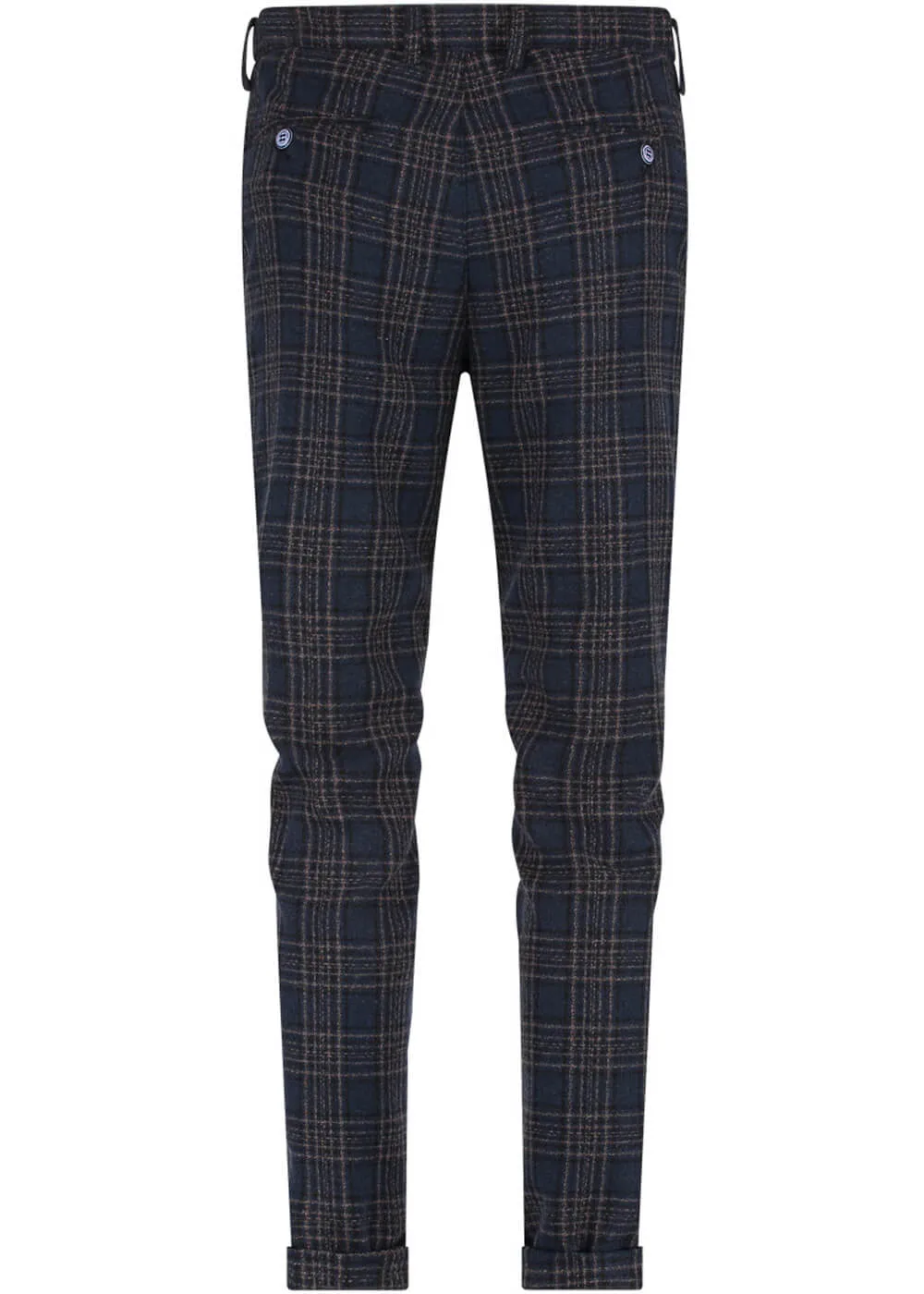 A Fish Named Fred Mens Structure Check Pantalon Trousers Navy