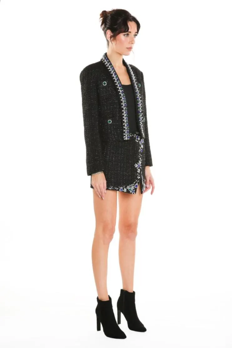 Adylyn Embellished Asymmetrical Tweed Skirt