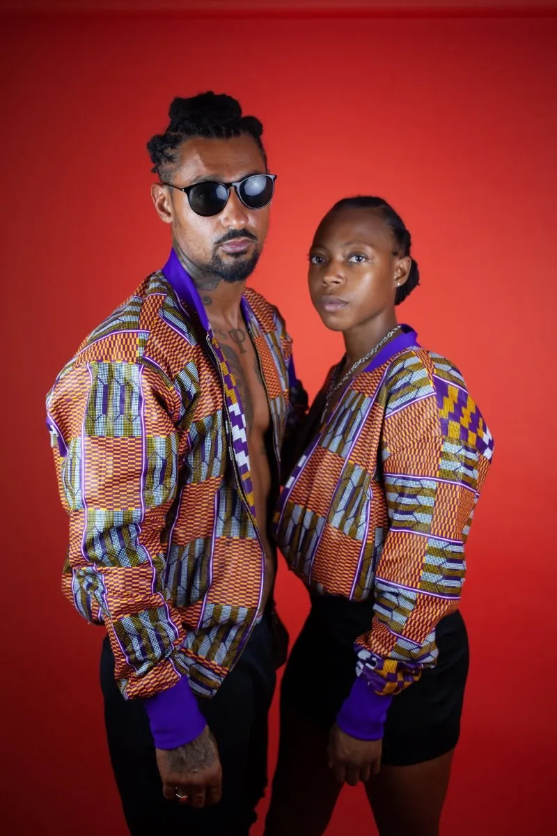 African Bomber Jacket In Beautiful Brown Kente Print