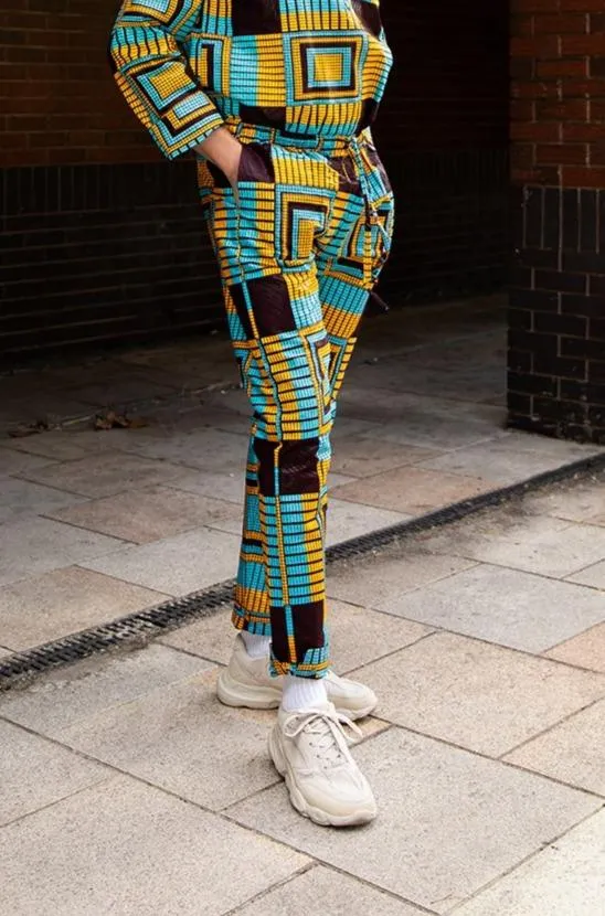 African Trousers In Blue Kente Print