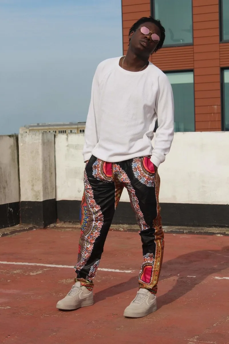 African Trousers/Pants in Black Dashiki