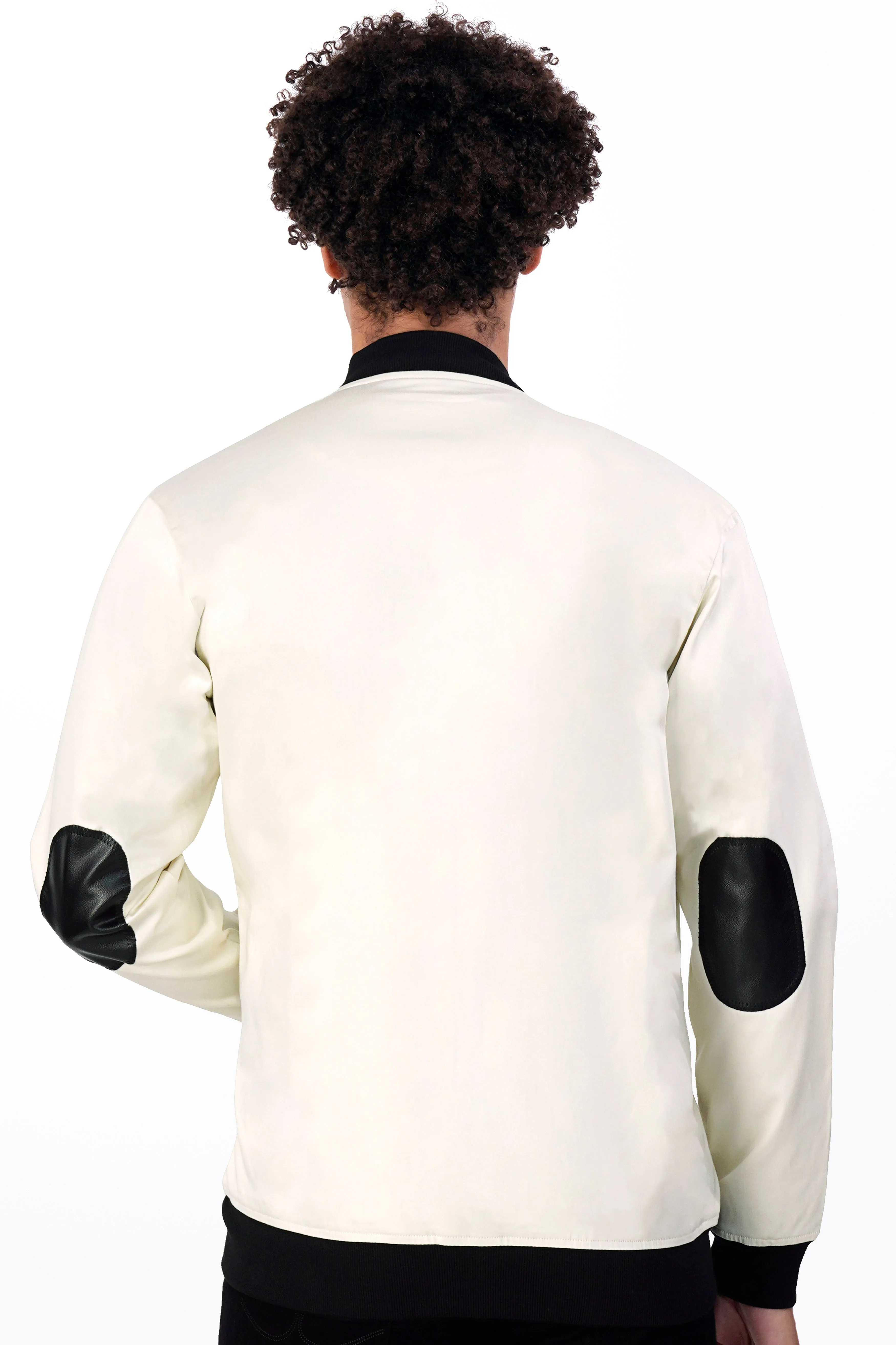 Albescent Cream Premium Cotton Bomber Jacket