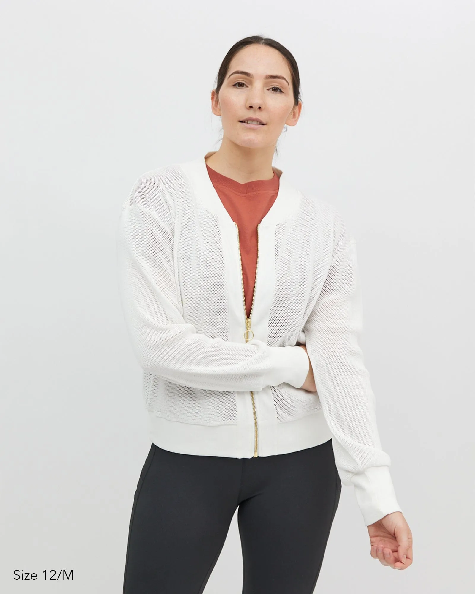 Amara Mesh Bomber Jacket - Cream