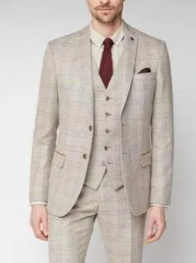 Antique Rogue Saint Cream Tweed Overcheck Tweed Waistcoat