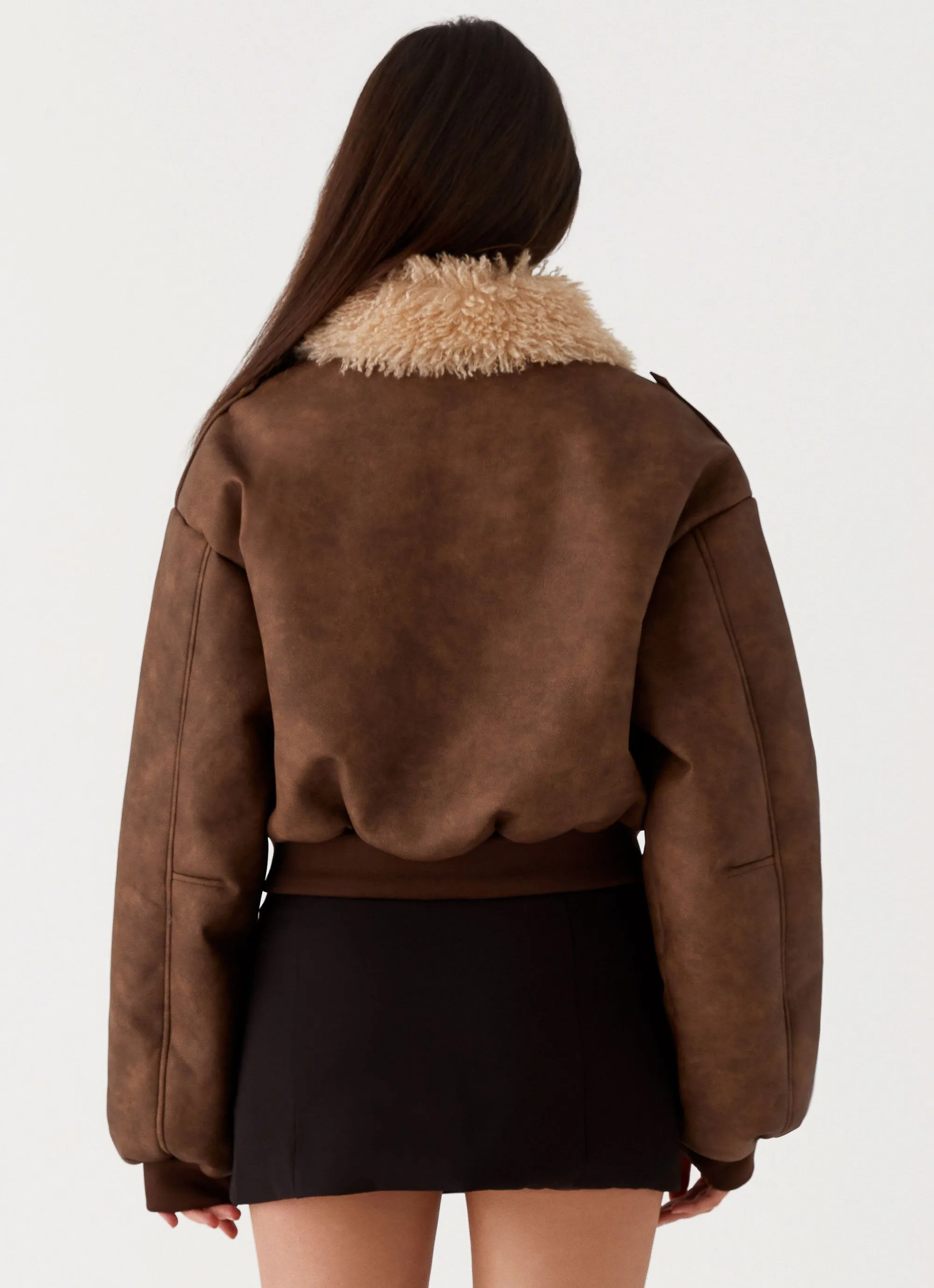 Aston Shearling Bomber Jacket - Brown