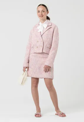 Barroque Tweed Sleeved Blazer And Skirt Set