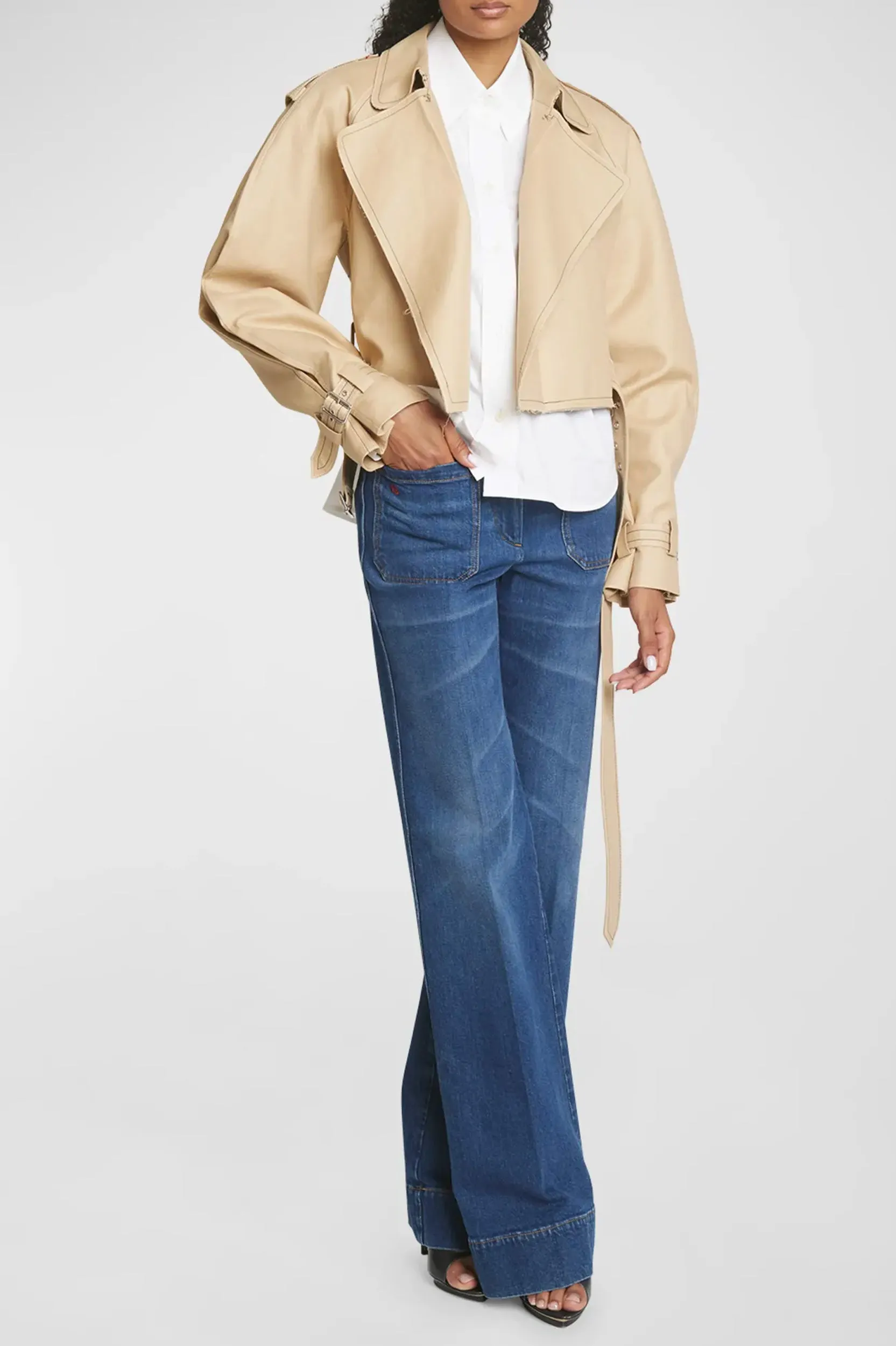 Belted Short Trench Jacket in Honey