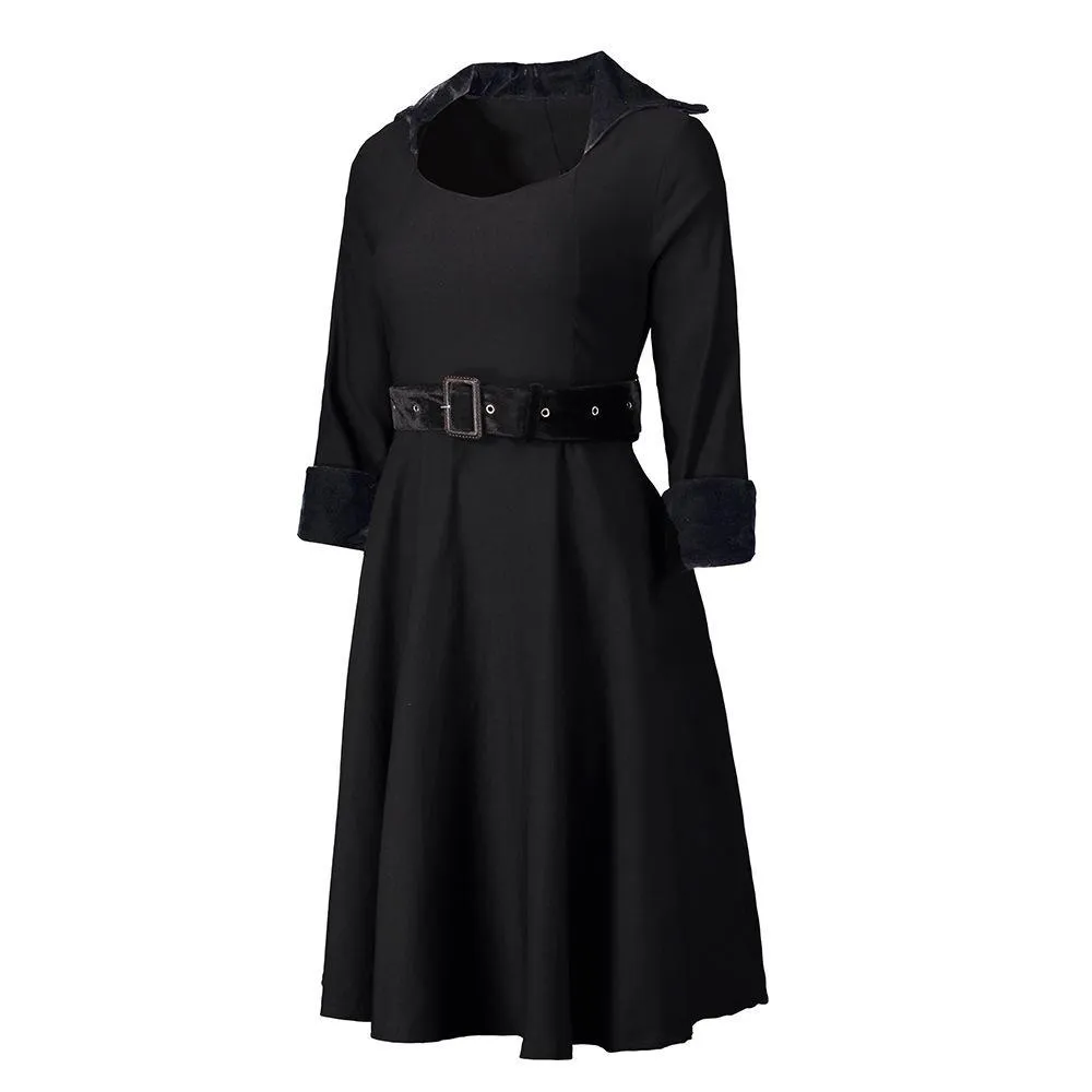 Big Belt Trench Collared Dress