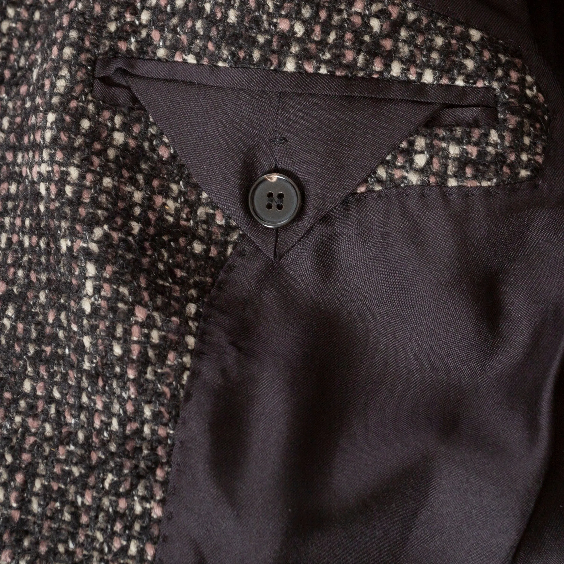 Black and Brown Wool-Blend Tweed Belted Jacket