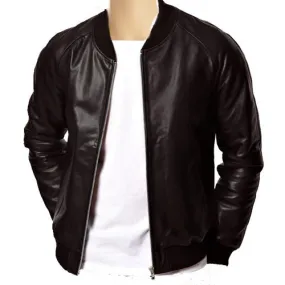 Black bomber style ribbed jacket