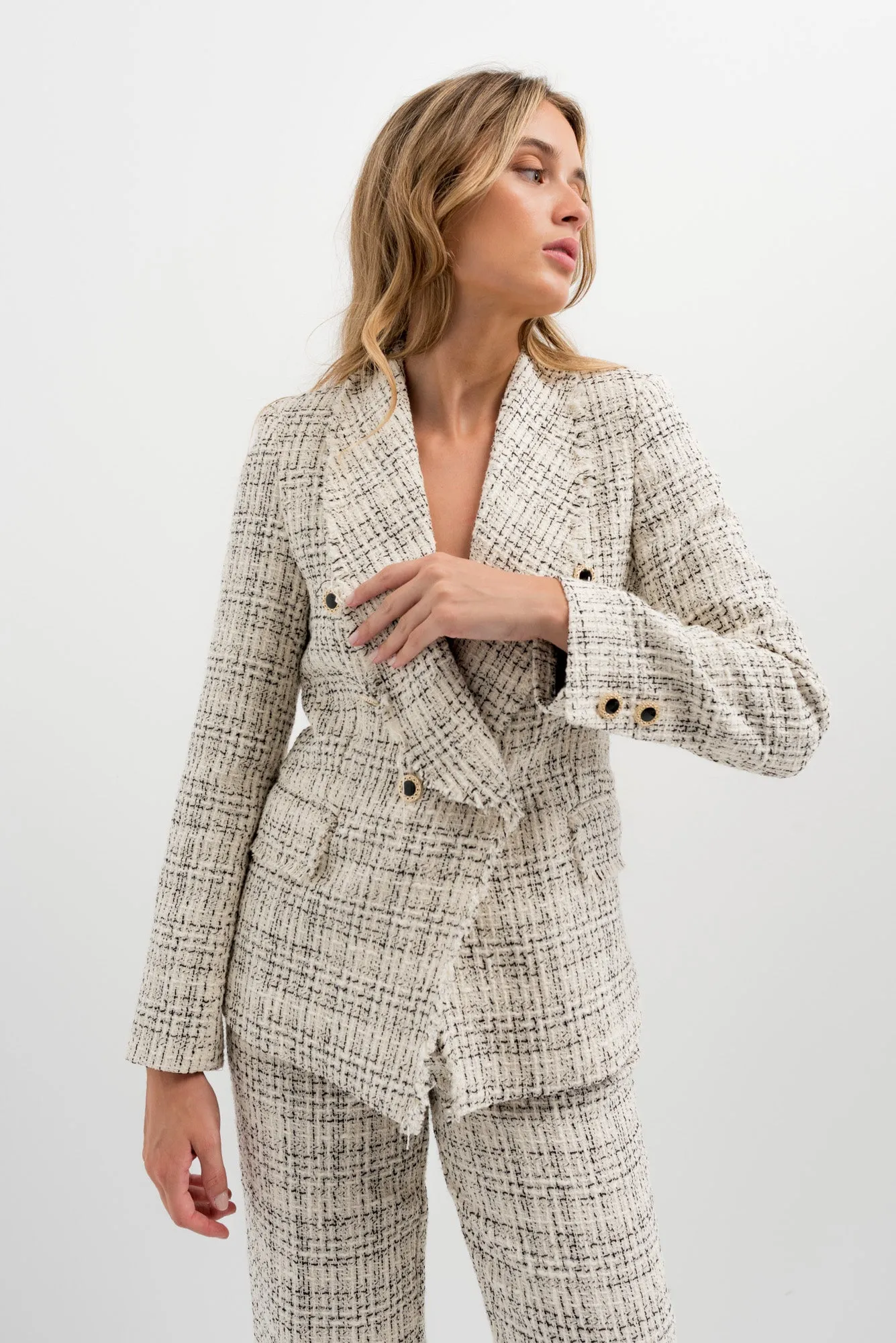 Blazer in tweed a contrasto