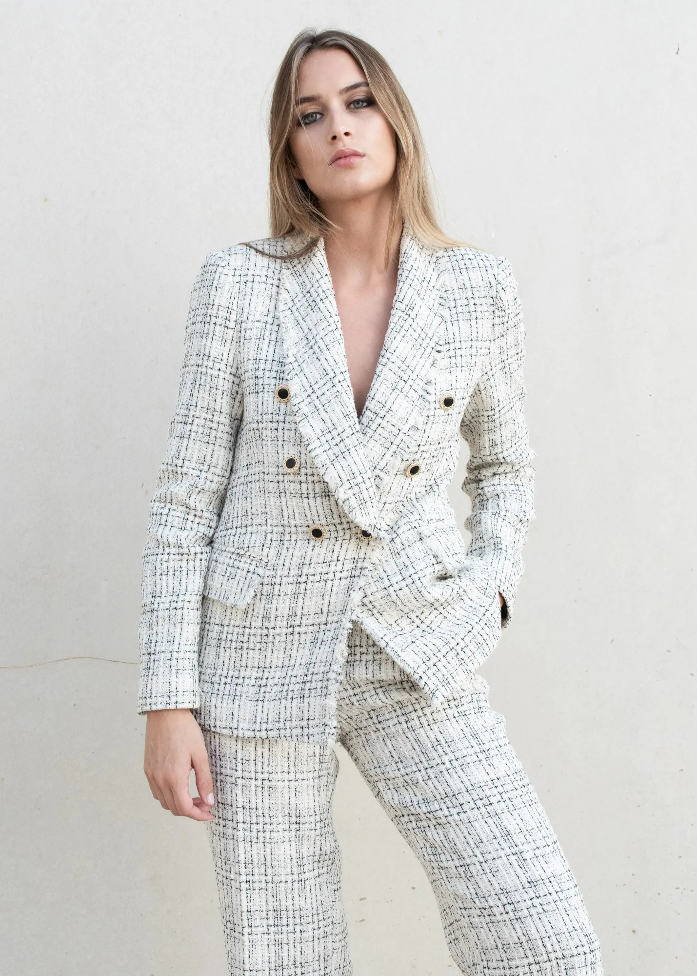 Blazer in tweed a contrasto