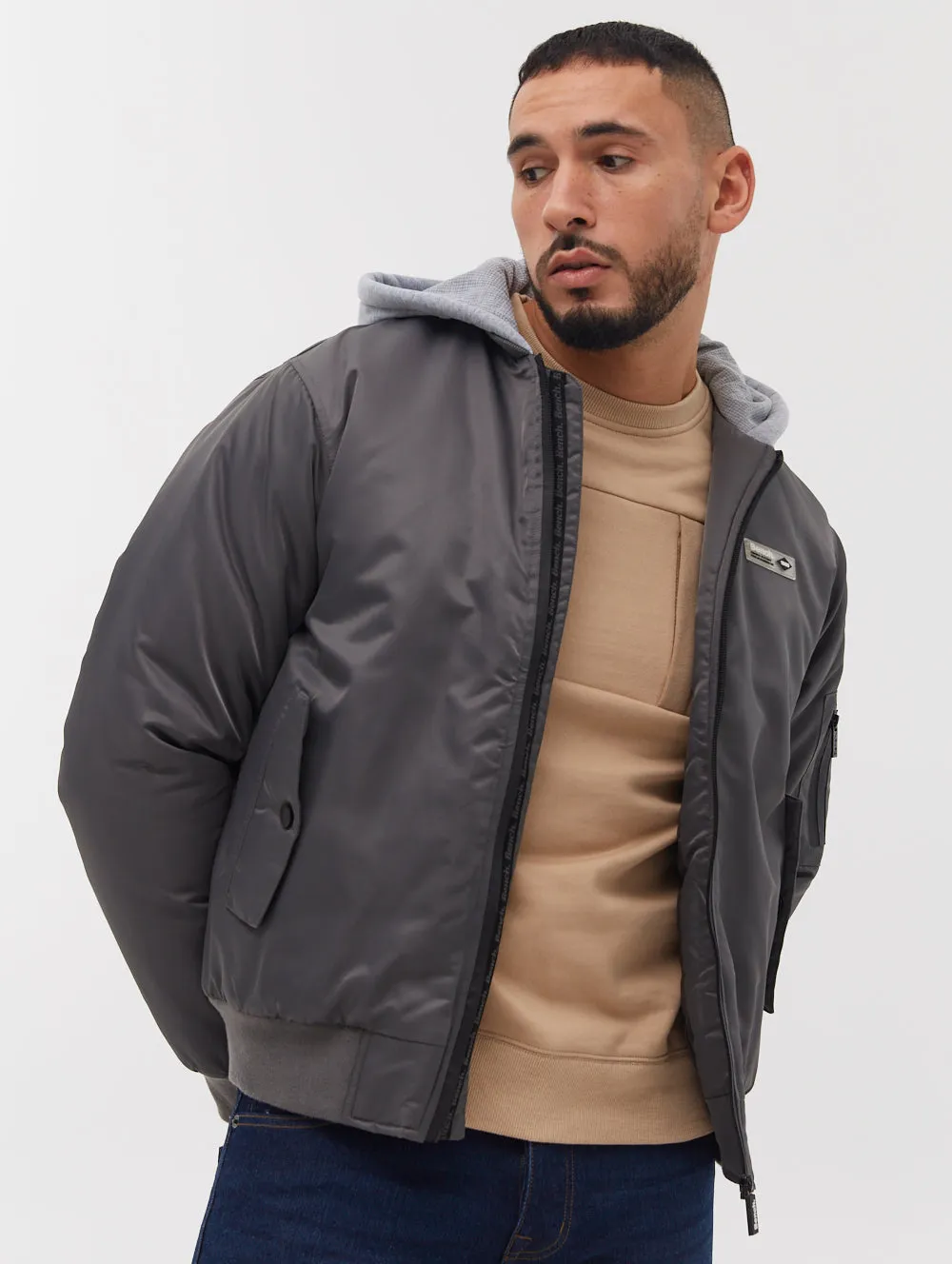 Bomper Fleece Hood Bomber Jacket -