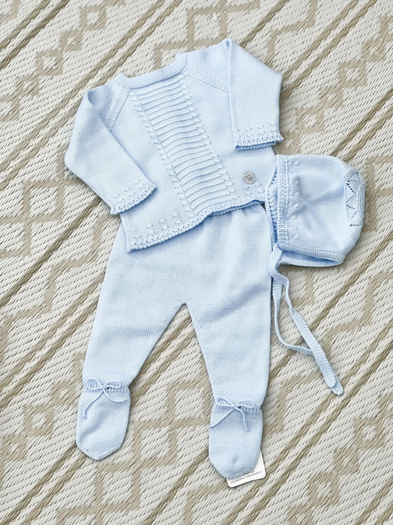 Boys Blue Granlei Baby Set - Top, Trousers and Bonnet