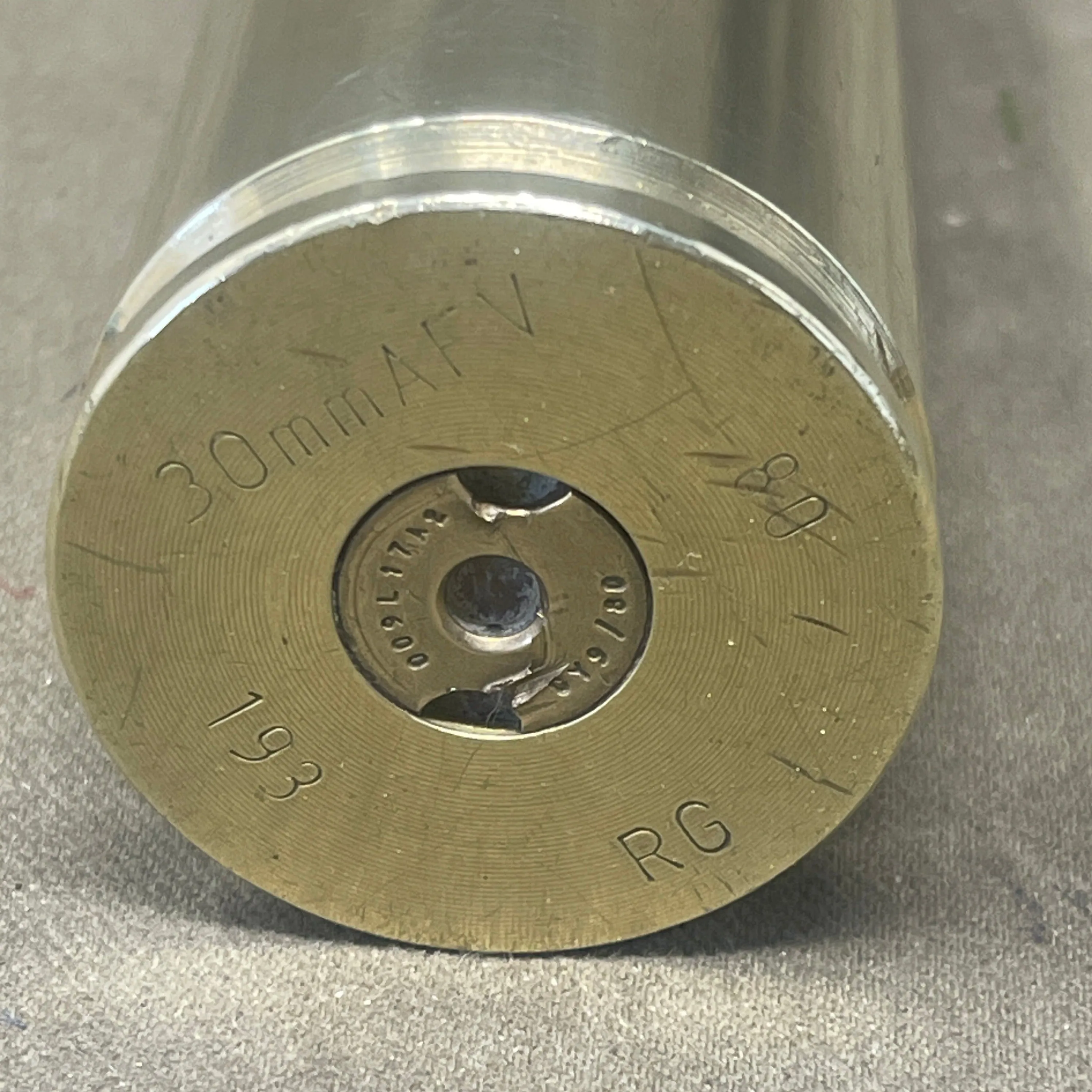 British 30mm AFV Brass Cartridge Case , cut down to make a Pen Holder