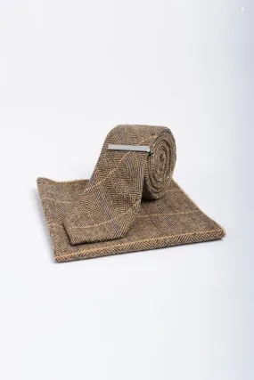 Cavani Albert Brown Tweed Tie Set