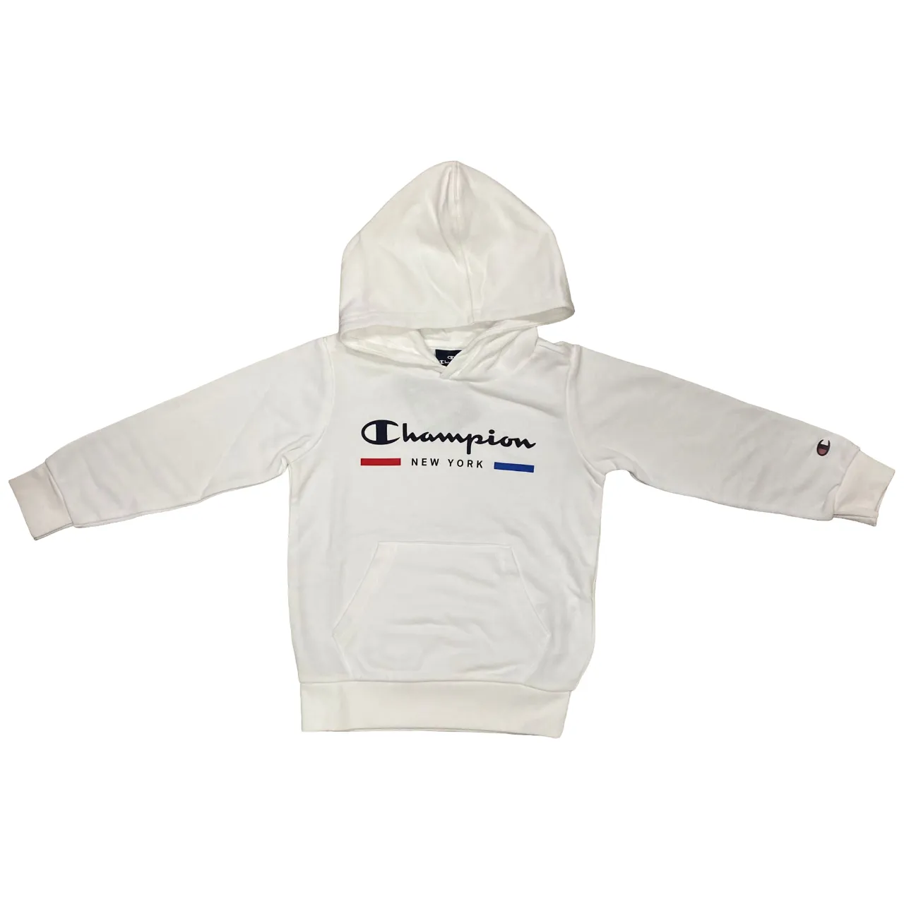 Champion children's hooded sweatshirt with writing on the chest 306690 white