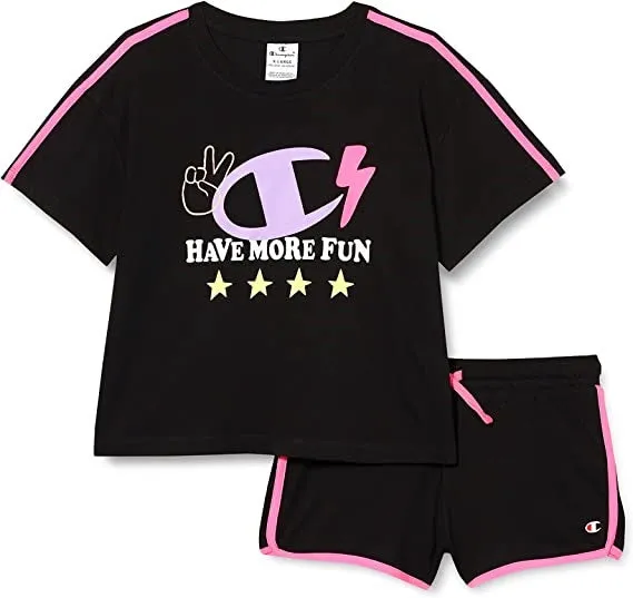 Champion Legacy Fun Club Thirt and Short girls' set 404678 KK001 NBK black