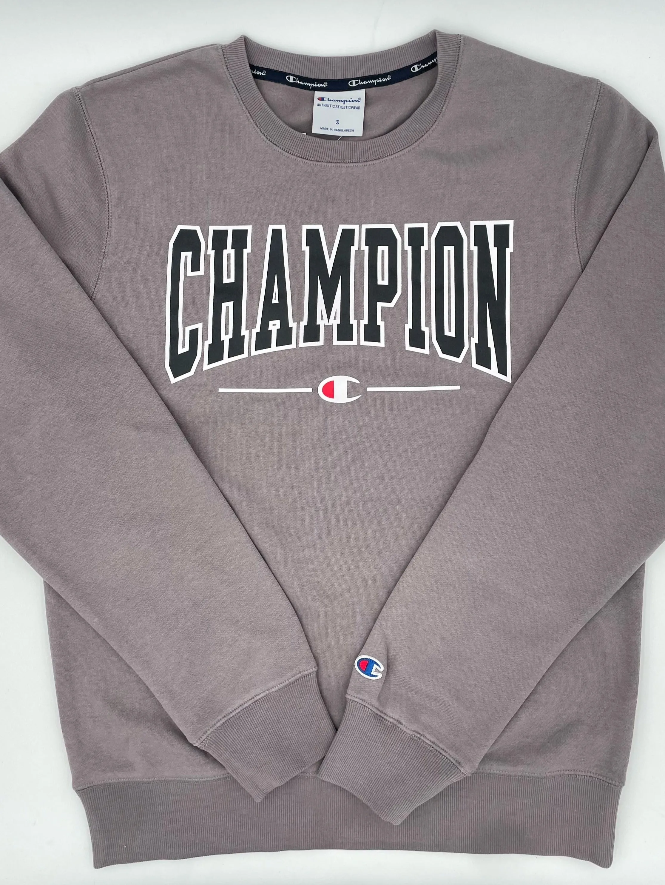 CHAMPION MEN'S GRAPHIC GREY CREW SWEATSHIRT