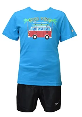 Champion Set for children and teenagers Legacy Back To The Beach Graphic T-Shirt and Beachshorts 306392 BF004 ATB sky-black