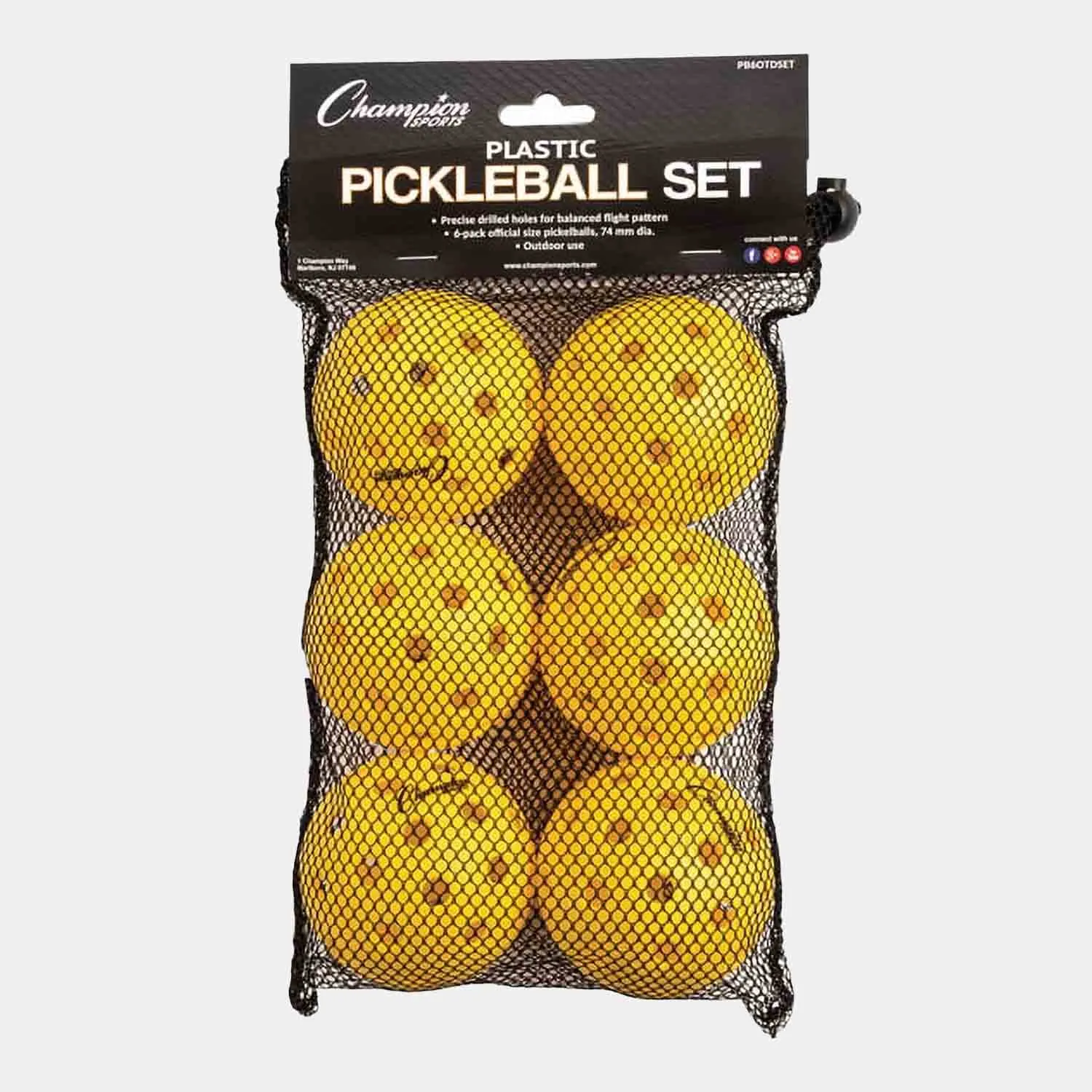 Champion Sports Recreational Outdoor Pickleballs Set of 6