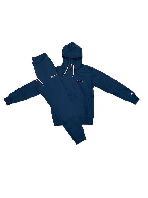 Champion sports tracksuit with hood in fleece cotton for men 218117 BS560 MNO/MNO blue