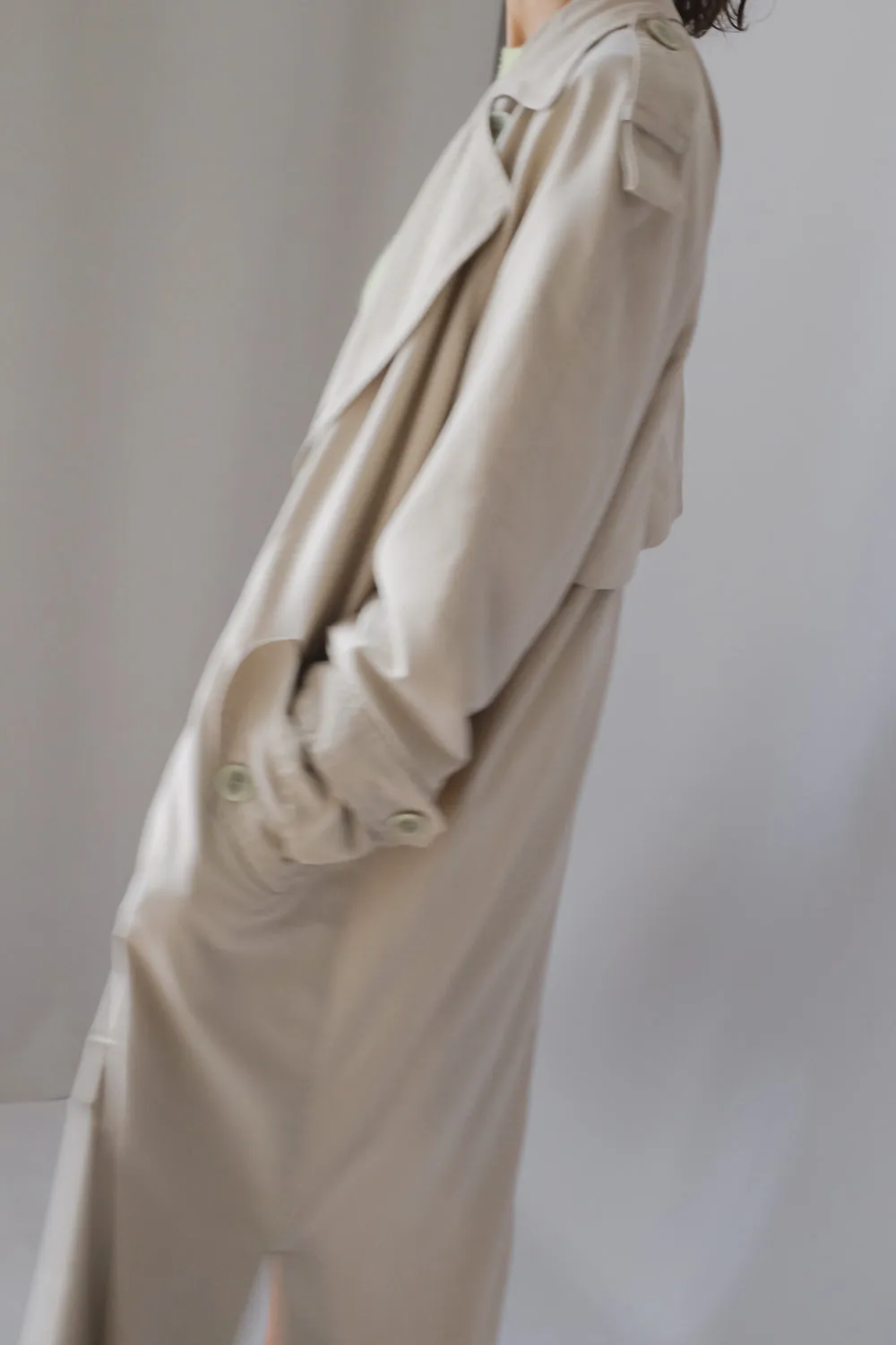 CLASSY BEIGE MAXI VINTAGE SUMMER TRENCH