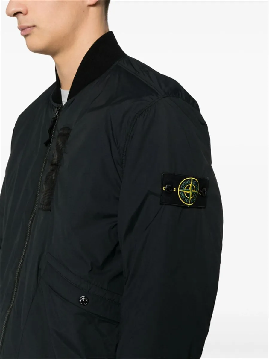 COMPASS-PATCH ZIPPED BOMBER JACKET