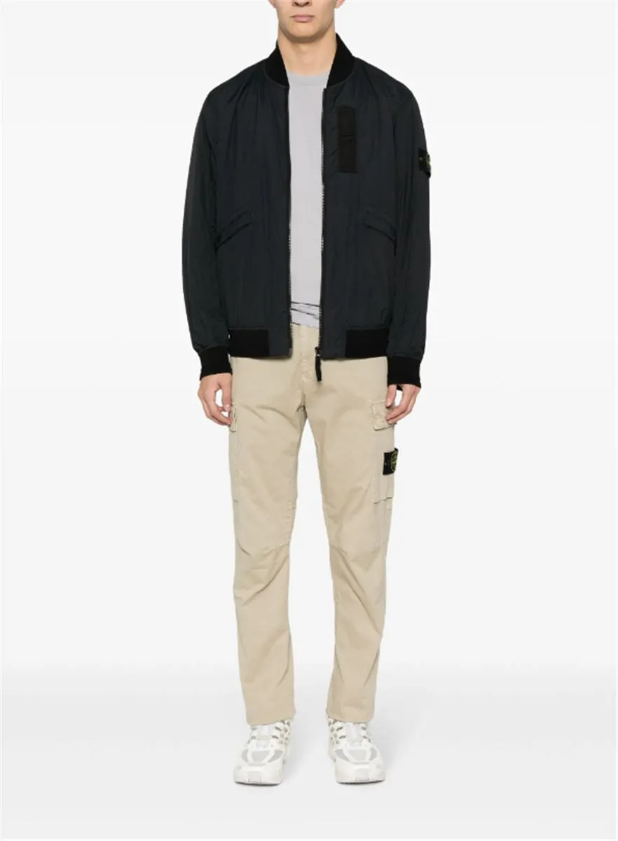 COMPASS-PATCH ZIPPED BOMBER JACKET