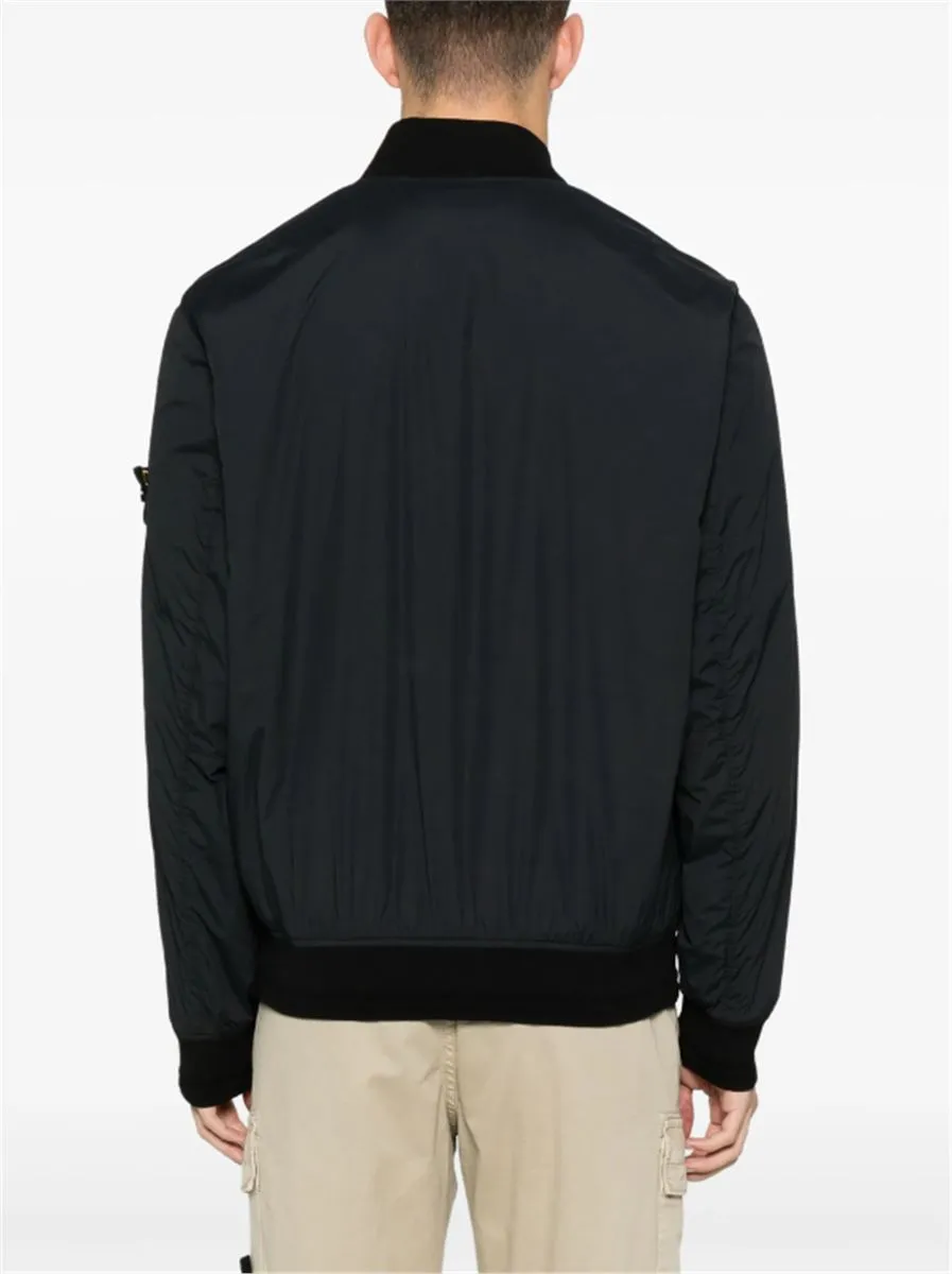 COMPASS-PATCH ZIPPED BOMBER JACKET