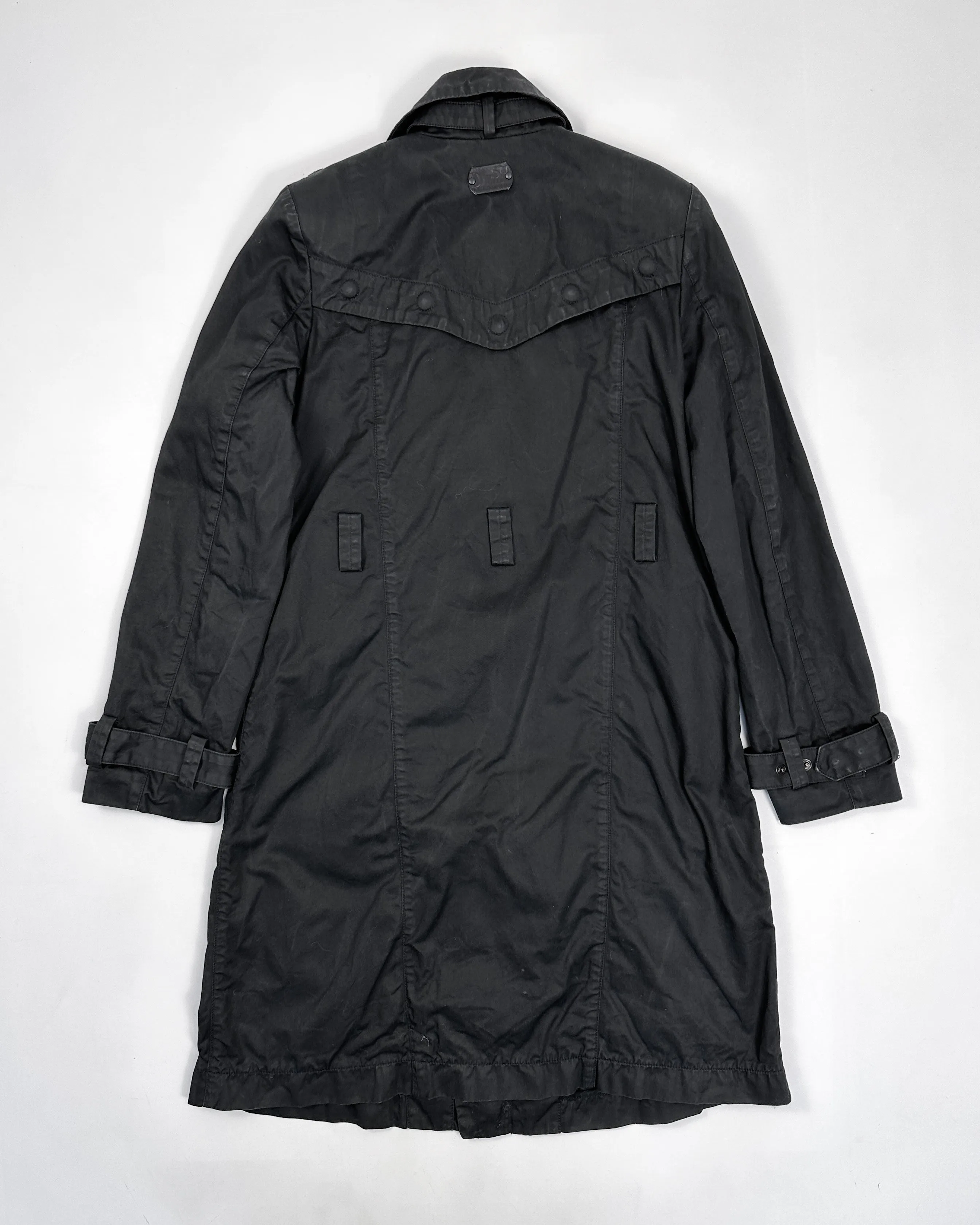 Diesel Utility Black Trench Coat Jacket 2000's