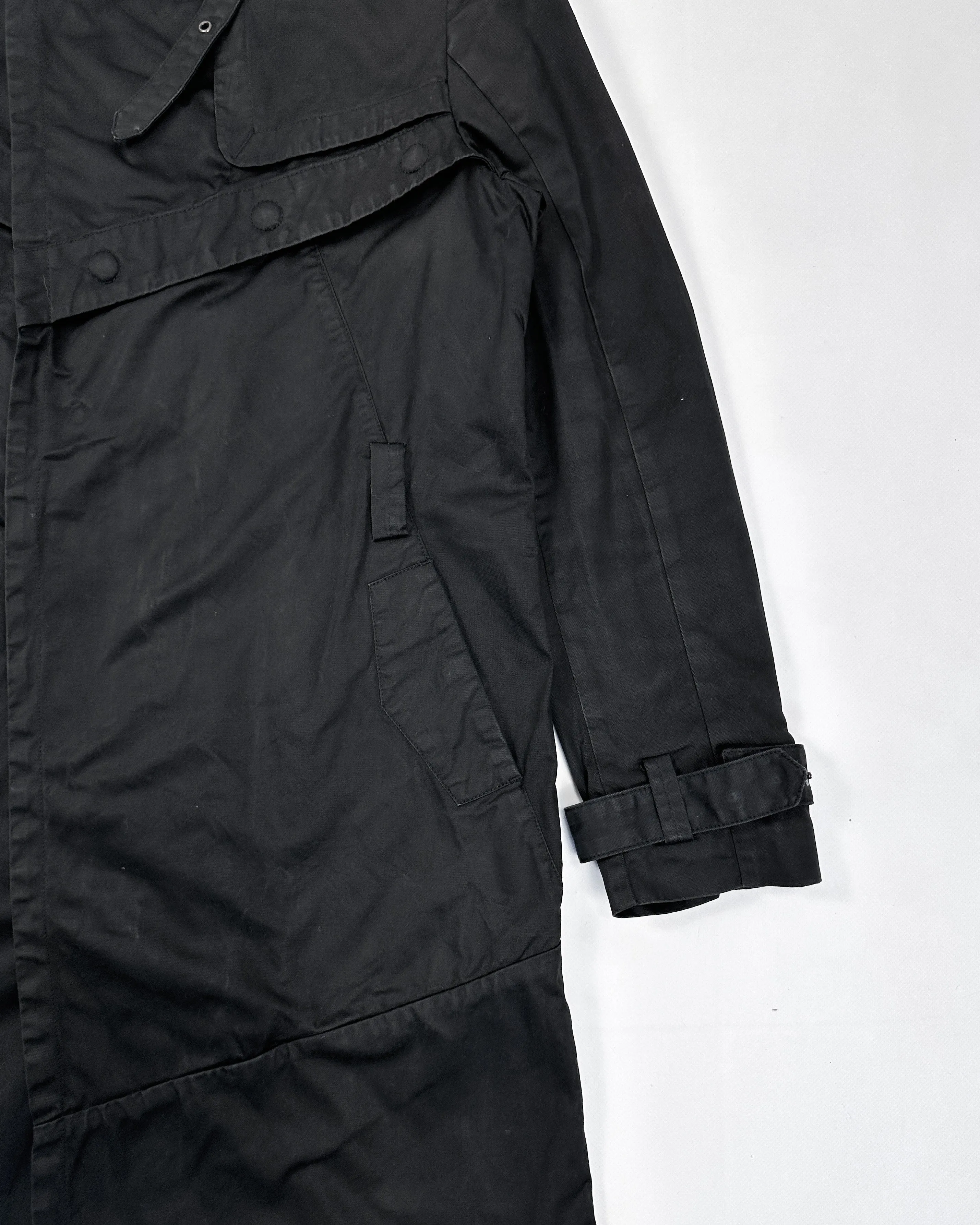 Diesel Utility Black Trench Coat Jacket 2000's