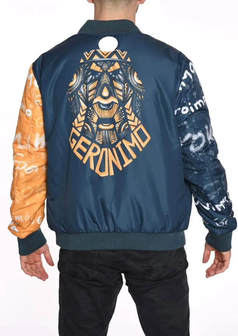 DOUBLE FACE BOMBER JACKET  BLUE INDIAN