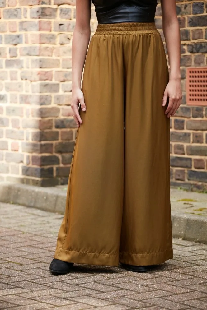 Double Second Olive Lux Wide Leg Trousers