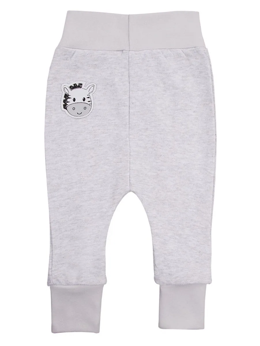 Early Baby Jersey Trousers, Cute Zebra Design - Grey