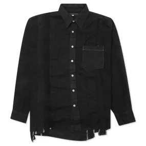 Flannel Shirt 7 Cuts Shirt Over Dye - Black