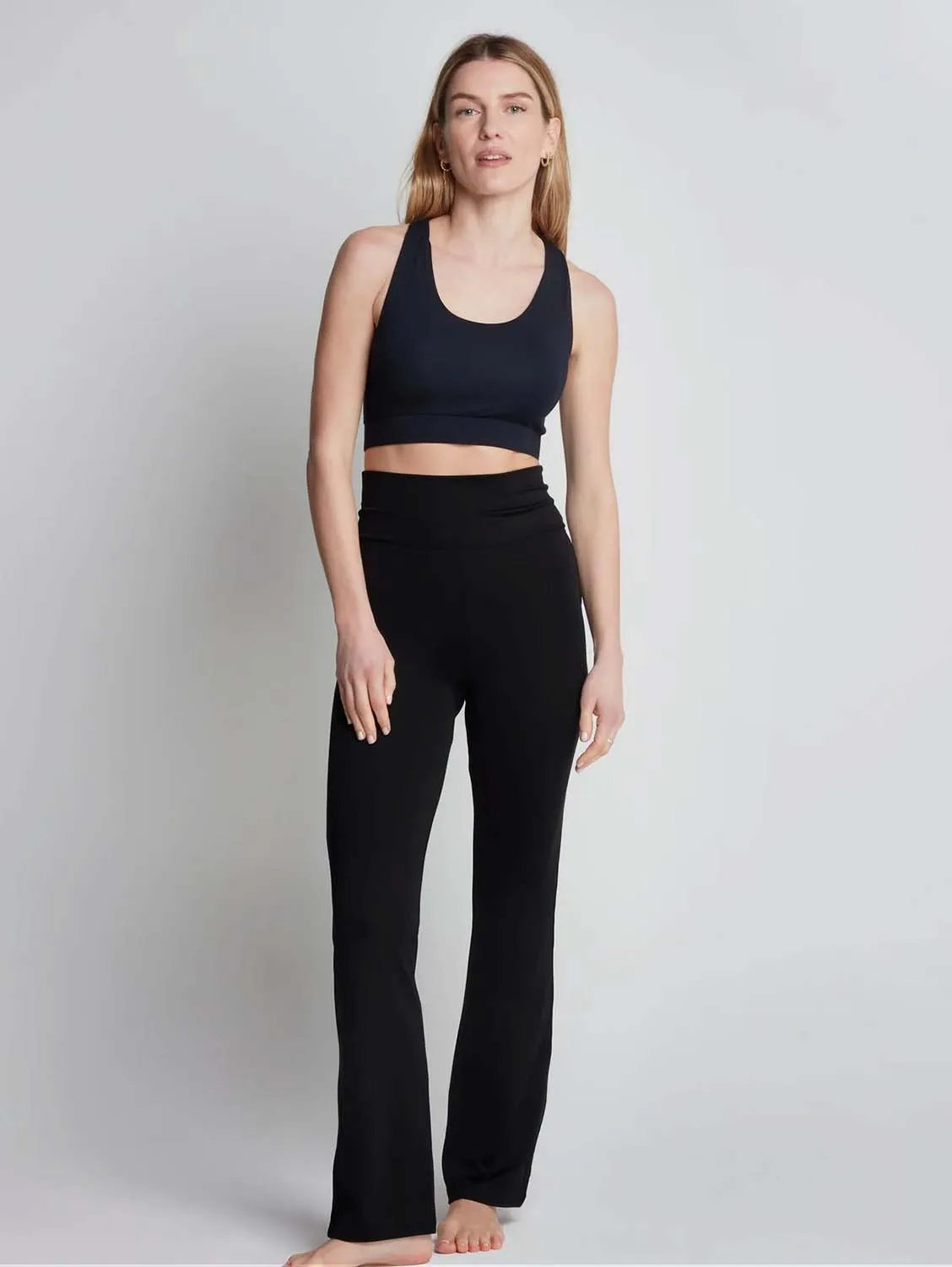 Flared Micro TENCEL Modal Pilates Trousers | Black