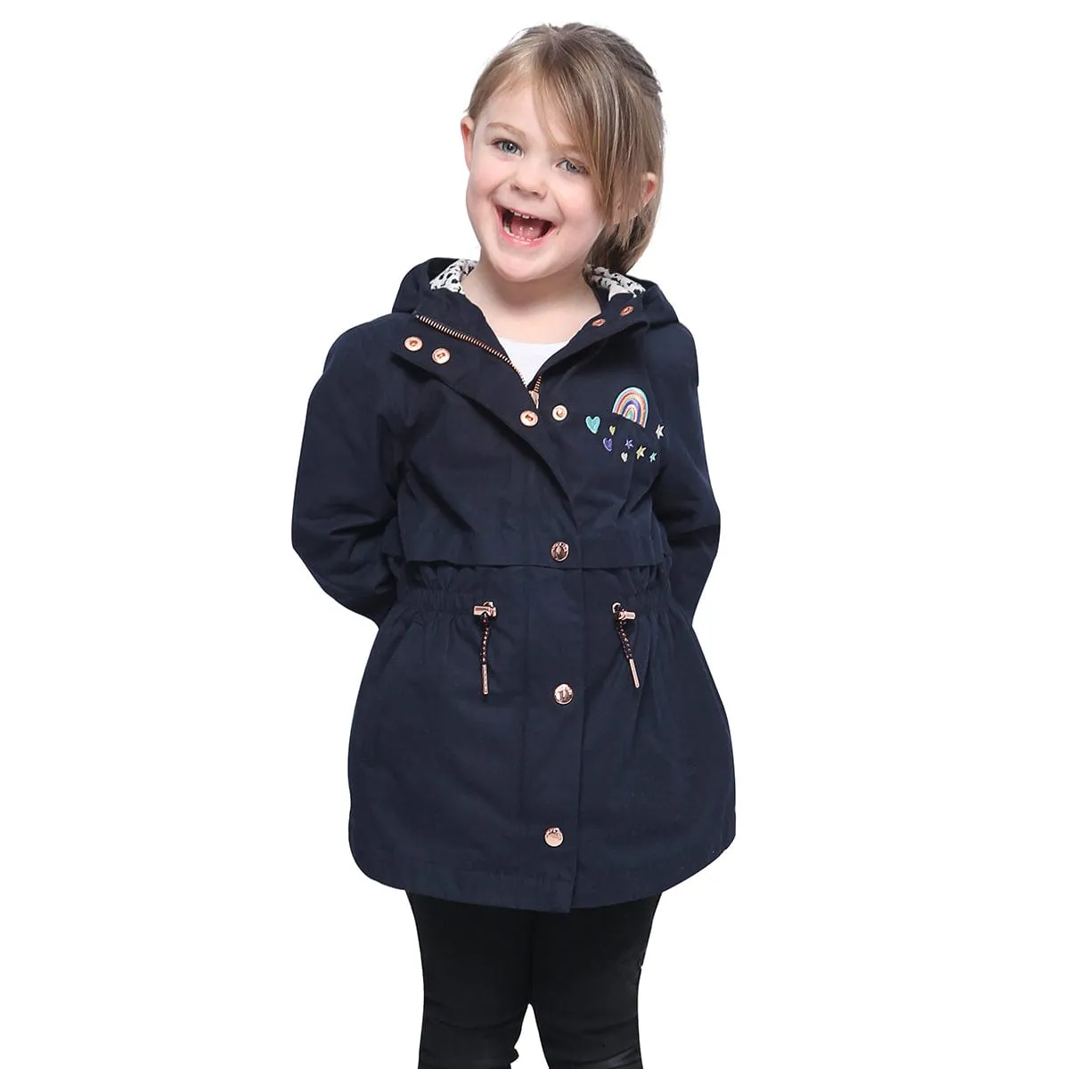 Girls' Casual Hooded Trench Coat Jacket