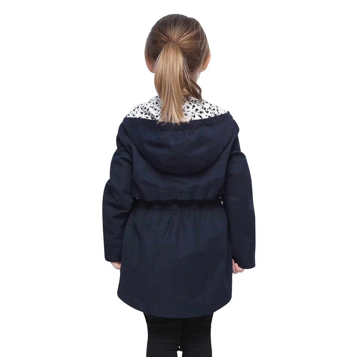 Girls' Casual Hooded Trench Coat Jacket