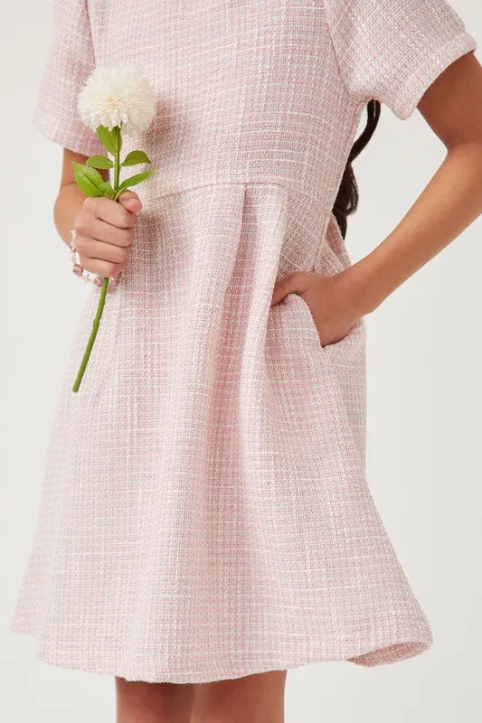 Girls Tweed Dress in Pink