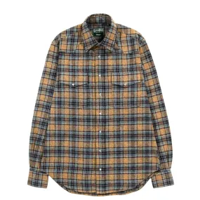 Gitman Vintage Western-Style Tan Cotton Tweed Check Shirt