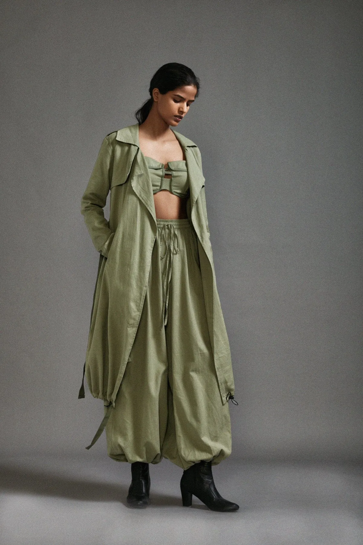 Green Safari Cargo Trench Set