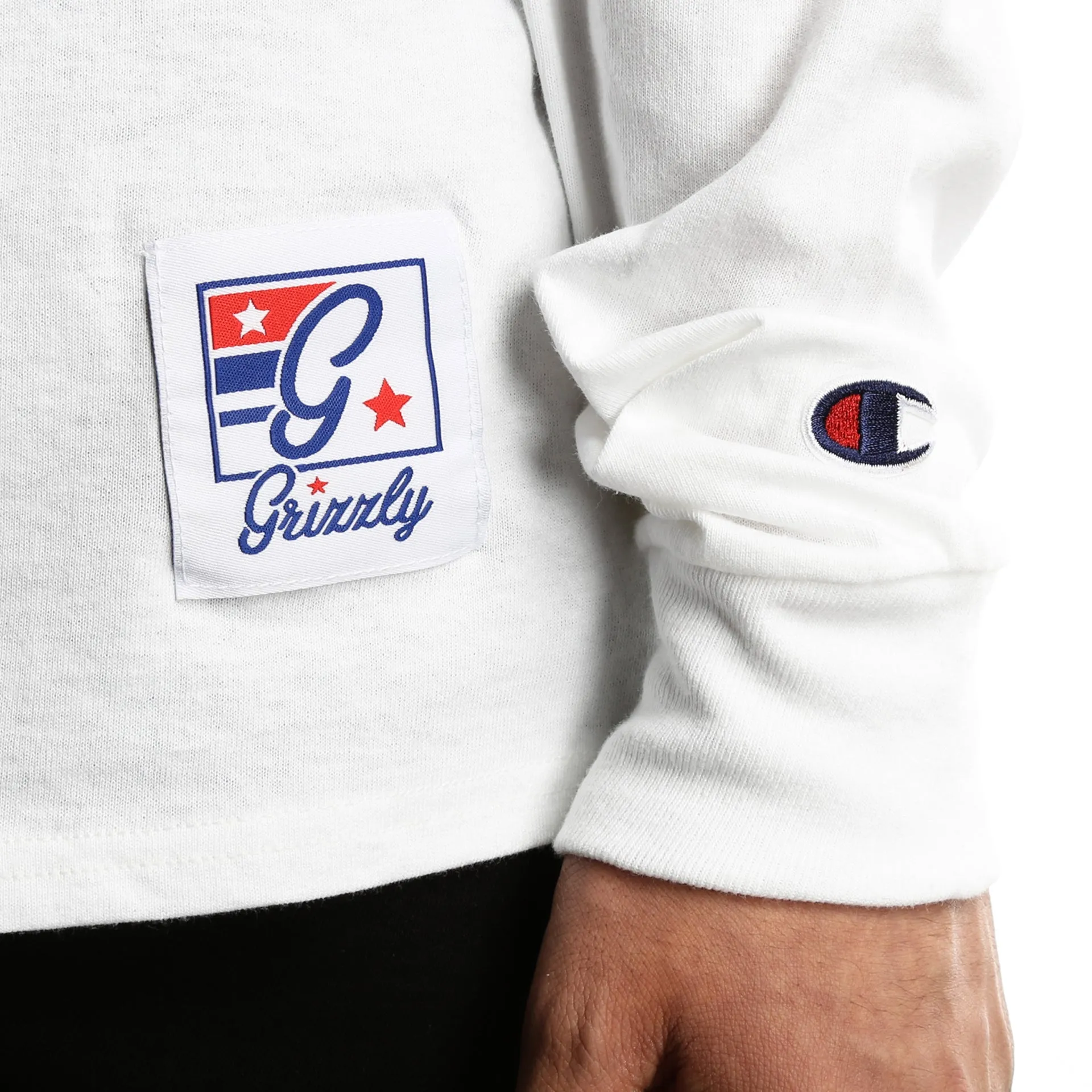 Grizzly x Champion Behind The Arch Long Sleeve Tee - White