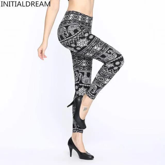 High Elastic Women Print Leggings High Waist Soft Women Trousers Fitness Legging Female Casual Pant