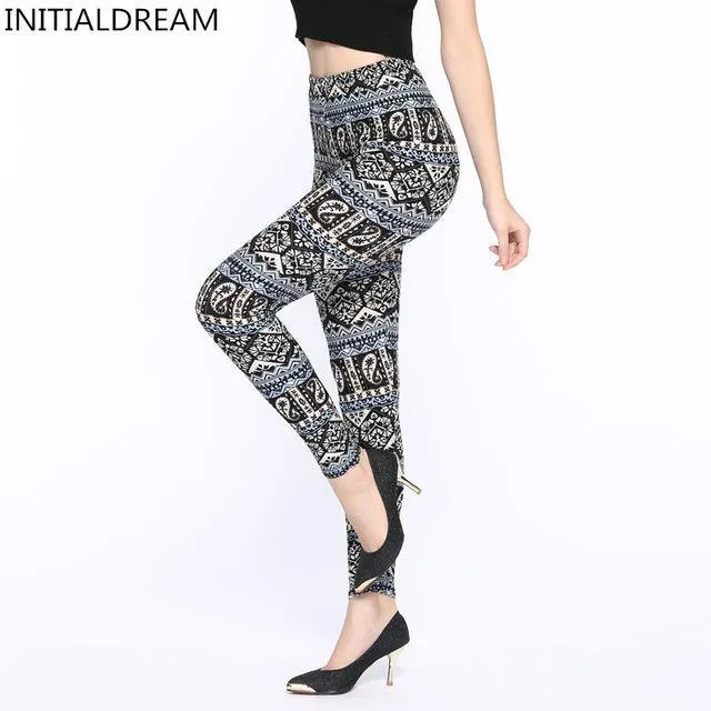 High Elastic Women Print Leggings High Waist Soft Women Trousers Fitness Legging Female Casual Pant