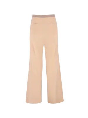 high-waisted silk trousers