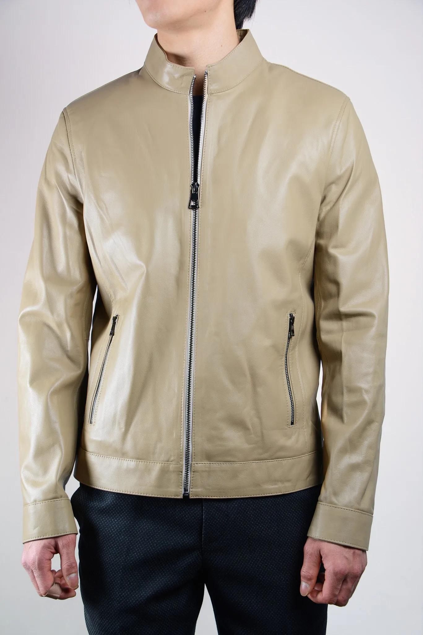 Holloway Stand Up Collar Bomber Leather Jacket