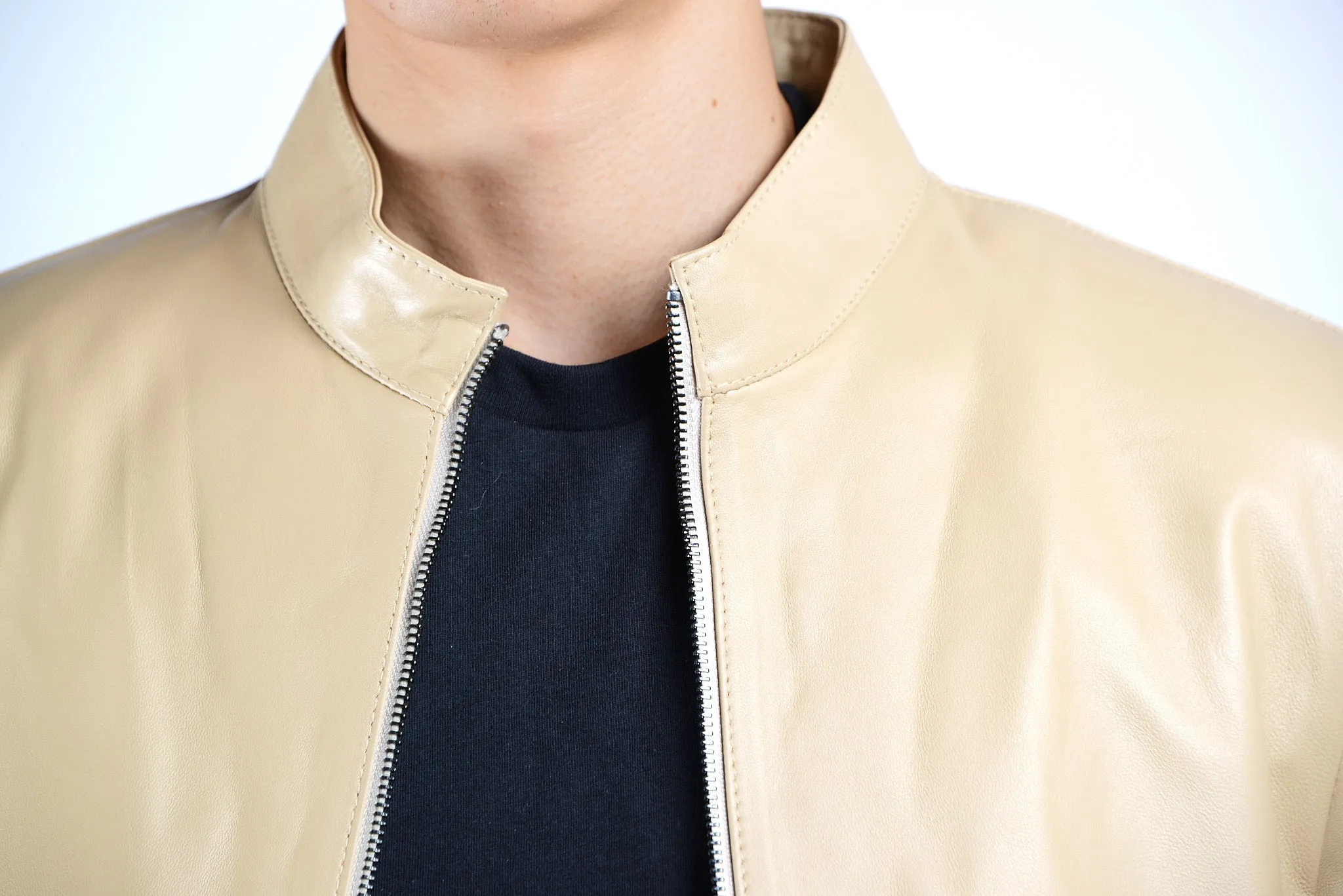 Holloway Stand Up Collar Bomber Leather Jacket